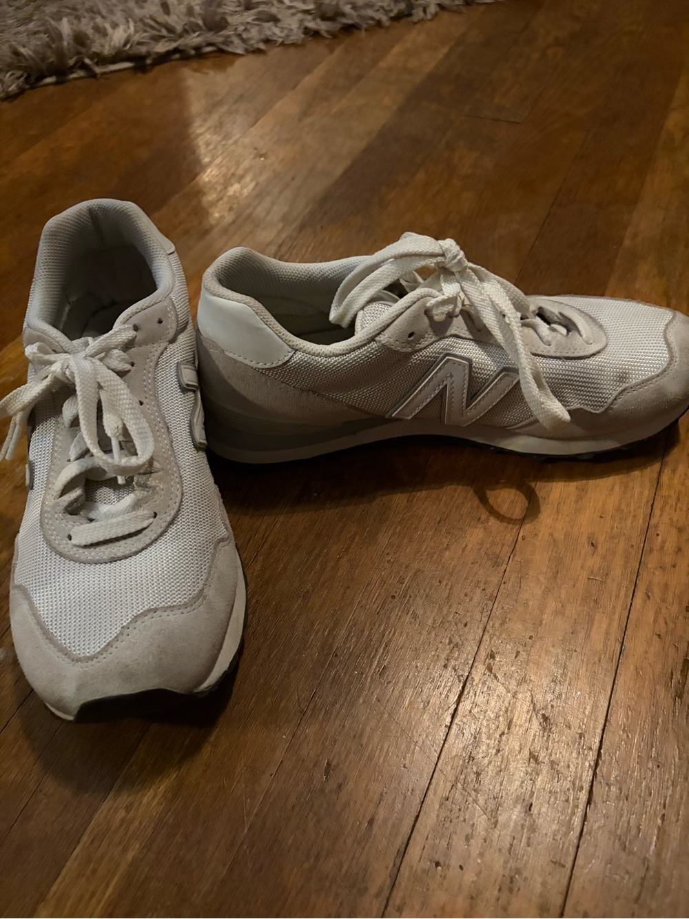 New Balance Women's Off-White Mesh & Suede Sneakers